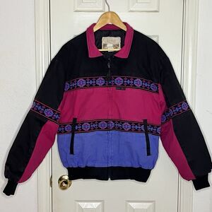Vintage Cripple Creek Coat Jacket Southwestern Aztec Pattern Men’s L Pink Purple